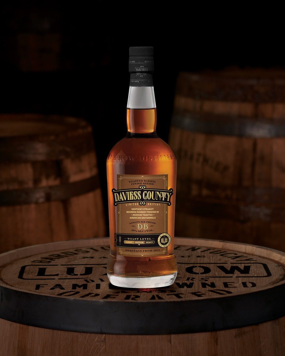 Davies County Medium Toast with barrels for background