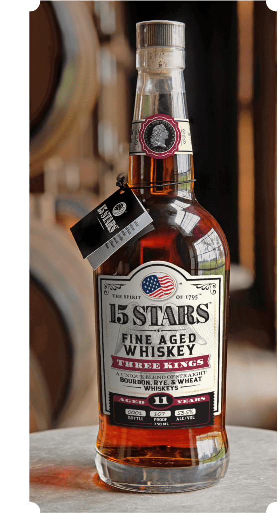 15 STARS, Three Kings Fine-Aged Whiskey, Timeless Reserve, American whiskey, bourbon, rye whiskey, wheat whiskey, luxury whiskey, limited release, aged whiskey, Ricky Johnson, Rick Johnson, Bardstown whiskey, Kentucky bourbon, whiskey innovation.