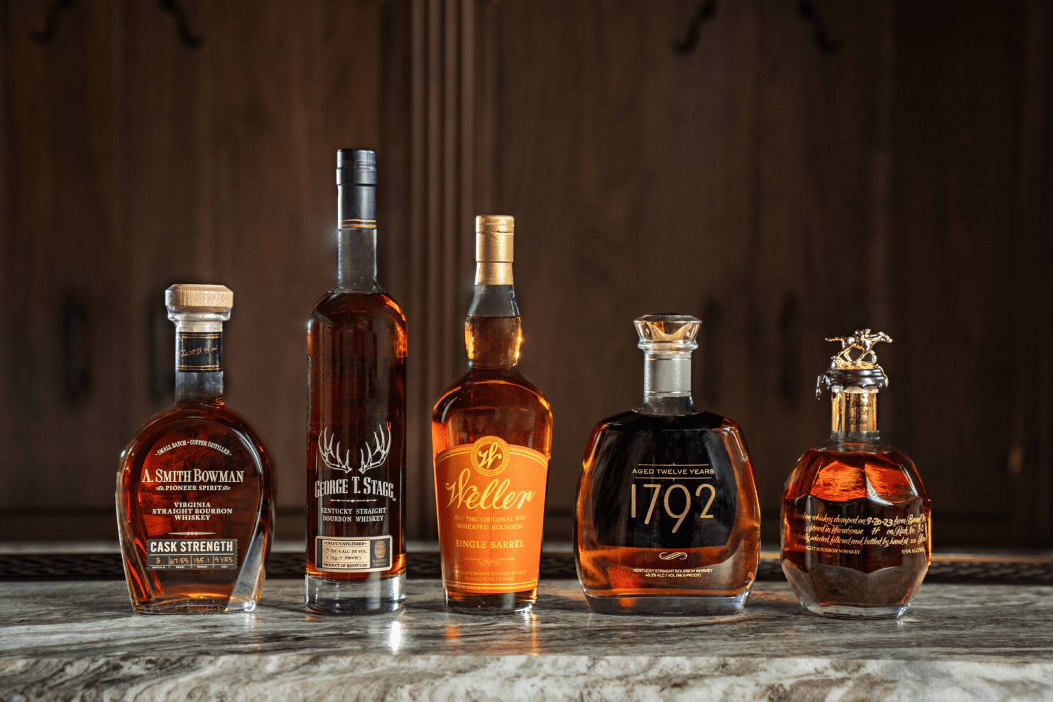 5 bottles on a bar