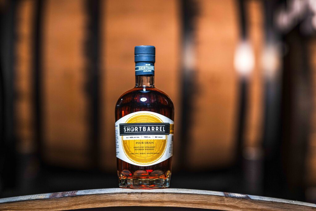 Shortbarrel Four Grain on a barrel with a barrel backdrop