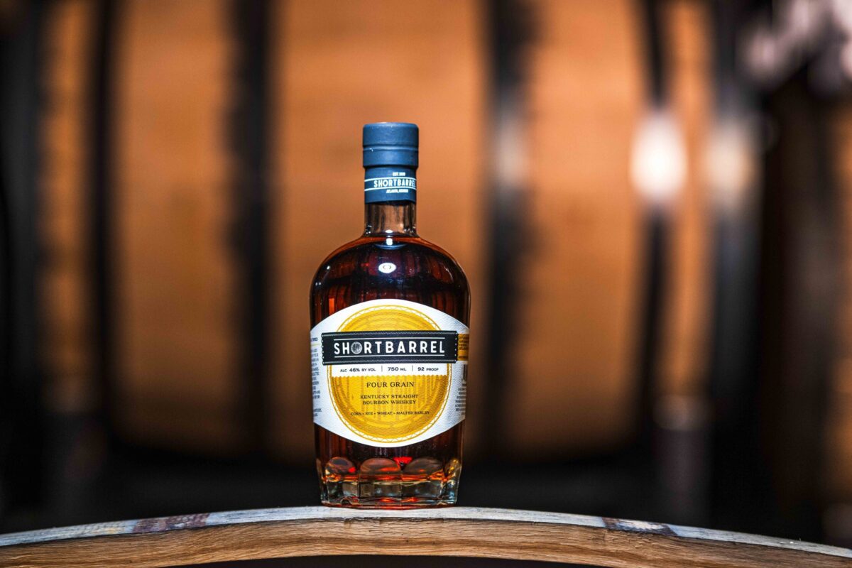 Shortbarrel Four Grain on a barrel with a barrel backdrop