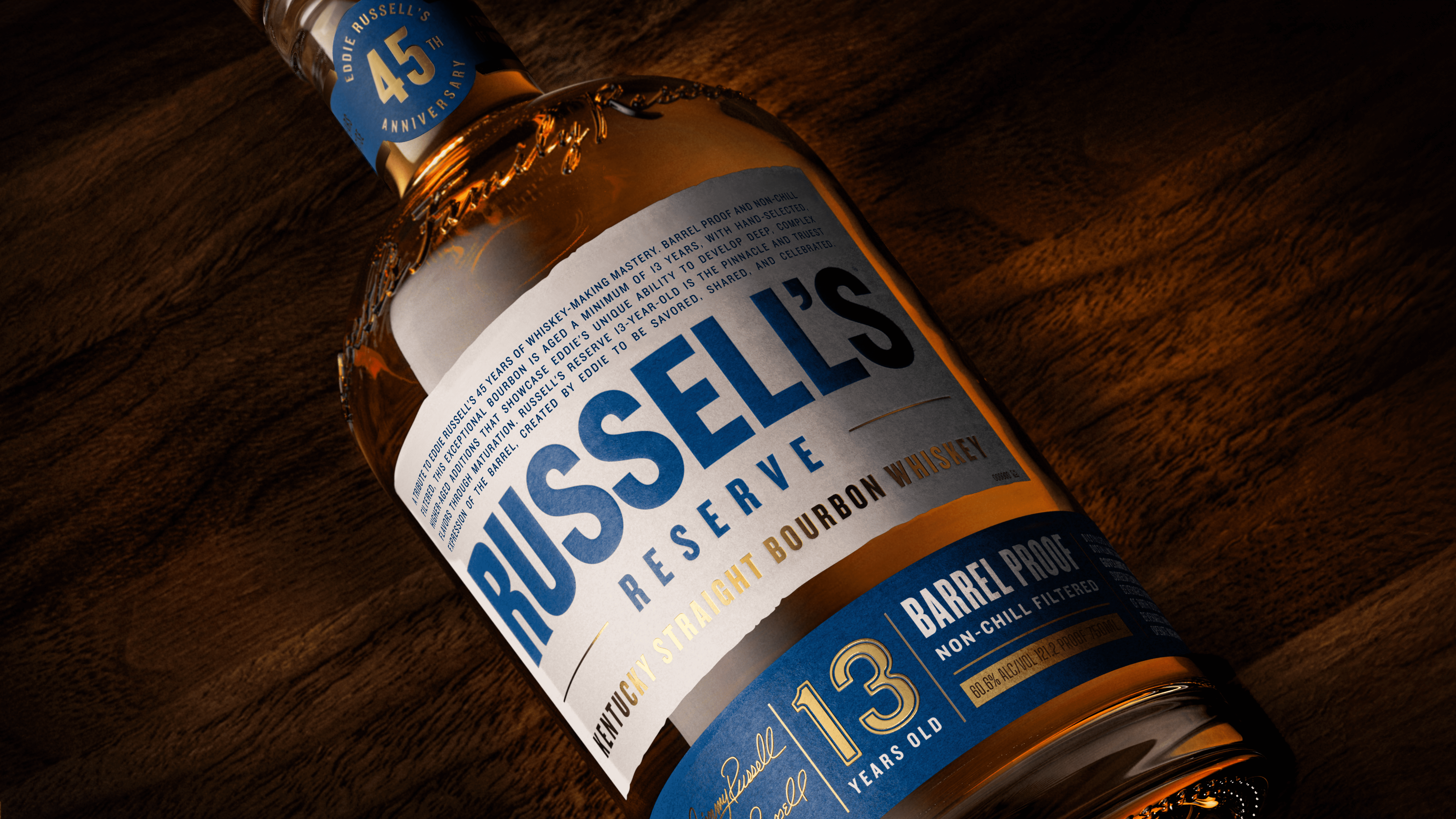 A full view bottle of Russells Reserve 13
