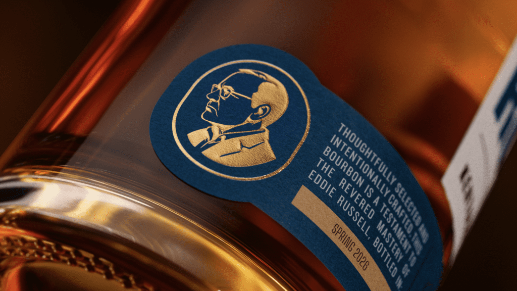 Close up of Russell's Reserve 13 Year 2026 with Eddie Russell Picture