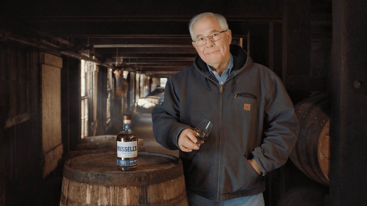Eddie Russell in the rick house with Russell Reserve 13