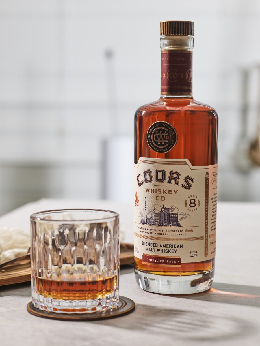 Coors America Malt Whiskey with a glass of whiskey